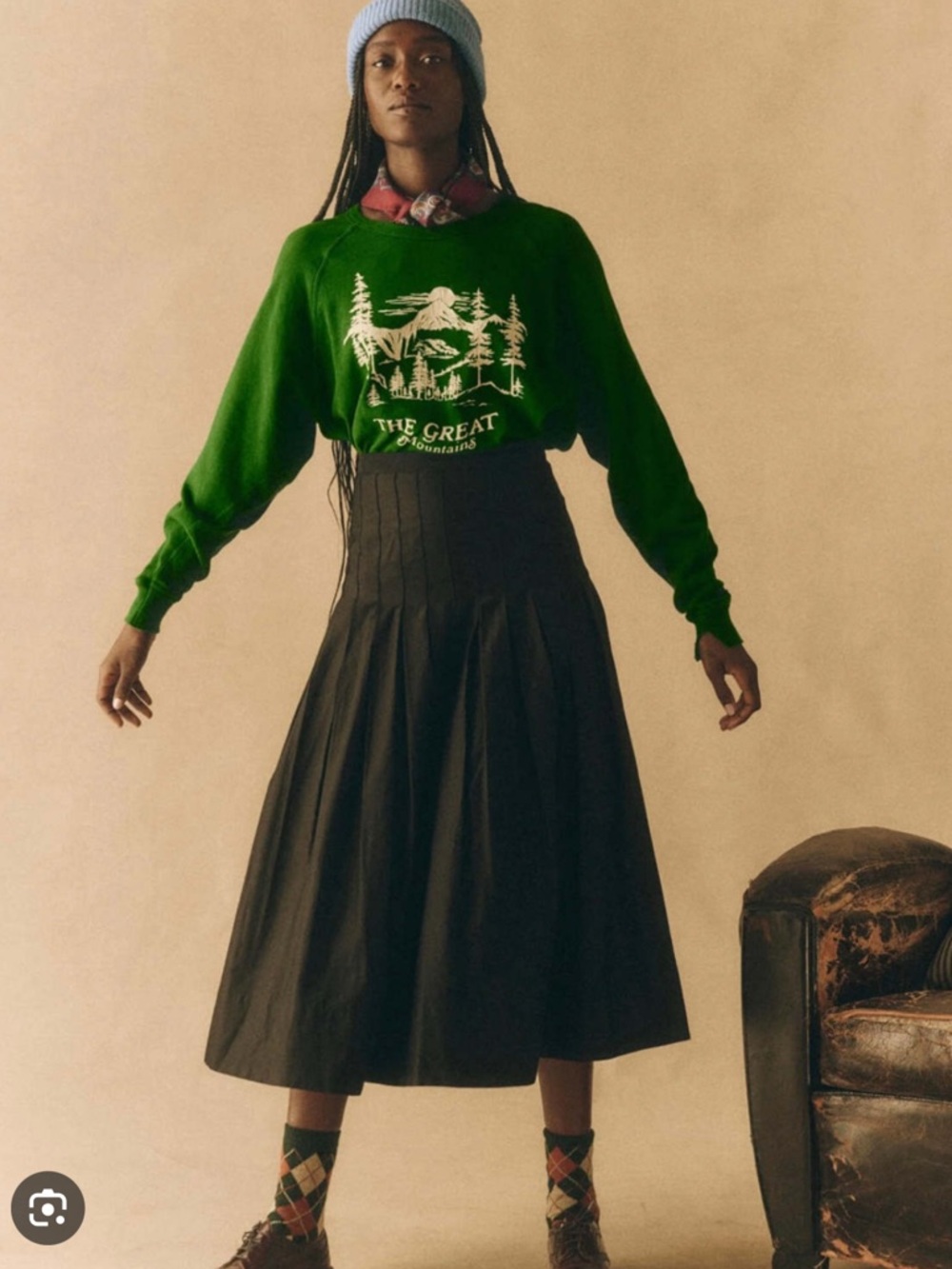 THE GREAT. Emerald Green Forest Graphic Sweatshirt